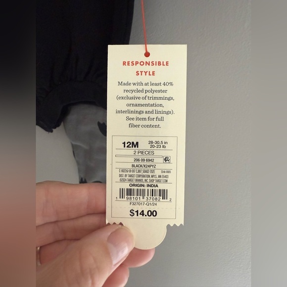 Cat & Jack Baby Halloween Bat Matching Set SZ 12M Long Sleeve Jogger New Fall - Picture 4 of 7